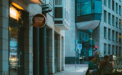 autumn street scene in frankfurt germany
